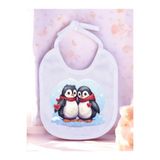 lili hediyelik Penguenler Baskılı 2 Adet Bebek Mama Önlüğü Tek Ebat