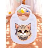 Lili Hediyelik Sevimli Kedi Baskılı 2 Adet Bebek Mama Önlüğü - Çok Renkli - Standart