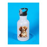 lili hediyelik Tatlı Köpek Baskılı Matara Suluk 600 ml - Kız Çocuk Suluk Beyaz, LH98270469238642352234