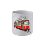 lili hediyelik Tramvay Baskılı Kulpsuz Kupa Bardak - Hediye Kahve Kupası, Su Bardağı Beyaz, LH978236429367432122