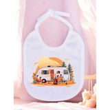 Lili Hediyelik Turuncu Karavan Baskılı 2 Adet Bebek Mama Önlüğü - Çok Renkli - Standart