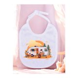lili hediyelik Turuncu Karavan Baskılı 2 Adet Bebek Mama Önlüğü