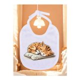 lili hediyelik Uyuyan Kedi Baskılı 2 Adet Bebek Mama Önlüğü