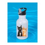 lili hediyelik Yan Yana Kedi Baskılı Matara Suluk 600 ml - Kız Çocuk Suluk, Kız Sulukları