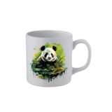 lili hediyelik Yeşillikler Arasında Panda Baskılı Beyaz Kupa Bardak - Seramik Çay, Kahve Hediyelik Bardağı