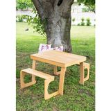 Lili Kids Lilikids Çocuk Piknik Masa Seti 2 Banklı Katlanabilir Kayın Kontraplak 80X60 cm Montessori