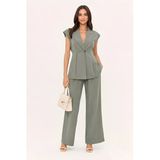 Lili Woman Kadın Yeşil Koka Oversize Yelek & Palazzo Pantolon Takım E.8160y