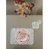 Lilies Atelier Çiçek Desenli Nakış Keten Sofra Takımı 2 Adet Amerikan Servis ve 2 Adet Kokteyl Peçetesi - Vizon - 35 x 50 cm