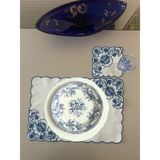 Lilies Atelier Delik Işi Keten Sofra Takımı 2 Adet Amerikan Servis ve 2 Adet Kokteyl Peçetesi - Koyu Mavi - 35 x 50 cm