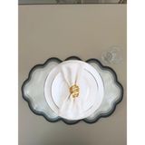 Lilies Atelier Ebruli 3 Renk Geçişli Keten Sofra Takımı 2 Adet Amerikan Servis - Siyah - 35 x 50 cm
