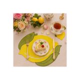 Lilies Atelier Limon Desen Nakış Keten 6 Adet Amerikan Servis Sunum Tabak Altlığı