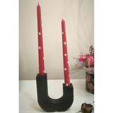 LiLii Art Home Çiçek Desenli Şamdan Mum - Kırmızı - 2 Adet