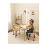 LiliKids Montessori Çocuk Masası ve 2 adet Ayıcık Sandalye Seti - Çift Taraflı Yazı Tahtası