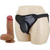Lilitu Shop 17,3 cm Belden Bağlamalı İçi Dolu Strapon Melez Dildo - Fogg
