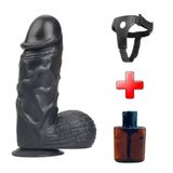 Lilitu Shop 24,5 cm Belden Bağlamalı Vantuzlu Realistik Siyahi Penis Anal Vajinal Dildo PX164SB