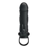 LilituShop 2 cm Uzatmalı Titreşimli Uyarıcılı Siyahi Penıs Kılıfı BDM6216