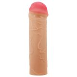LilituShop 2,5 cm Dolgulu Premium Ten Rengi Silikon Penıs Kılıfı BDM1389