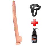 LilituShop 43 cm Belden Bağlamalı Realistik Gerçekçi Damarlı Dev Dıldo Set BDM10034B