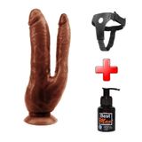 LilituShop Belden Bağlamalı İki Uçlu Vantuzlu Realistik Çatal Melez Dildo Penis BDM4645B