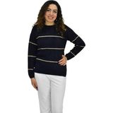 Liliyana Kadın Çizgili Yumoş Spor Triko Kazak BGL-ST04124 - S - M - Siyah