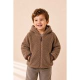 LİLİYUM Erkek Çocuk Peluş Hırka Kapüşonlu Fermuarlı Cepli İçi Astarlı Yumuşak Teddy Polar Kışlık Hırka 2-9 Yaş