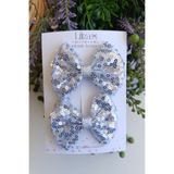 Liliza Accessories Gümüş Pul Payet 2li Çocuk Fiyonk Klips - Düğün Mezuniyet Tokası