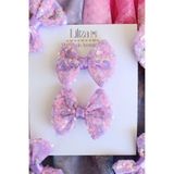 Liliza Accessories Lila Pul Payet 2li Çocuk Fiyonk Klips - Düğün Mezuniyet Tokası