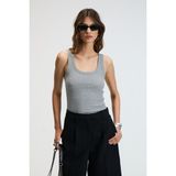 Lıllesol Kadın Fitilli Görünümlü Slim Fit Vücuda Oturan Havuz Yakalı Pamuklu Basic Antrasit Atlet - XS