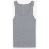 Lıllesol Kadın Fitilli Görünümlü Slim Fit Vücuda Oturan Havuz Yakalı Pamuklu Basic Antrasit Atlet