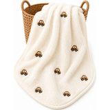 Lilliy Araba Nakışlı Welsoft Bebek Battaniyesi 90X100 cm Yenidoğan Bebek Battaniyesi - 90 x 100 cm - Beyaz