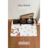 Lilly Home Kedi Beslenme Mama Altlığı,Mama Paspasi ,Kedi Aksesuarları,Kedi Mama Su Paspası ,40x60