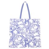Lilly Pulitzer Mavi ve Beyaz Büyük Eko Tote, Market Shopper Çantası, Rahat Omuz Askılı Büyük Boy Yeniden Kullanılabilir Bakkal Çantası, 34,3 cm x 35,5 cm, (Safari Partisi), Safari Partisi