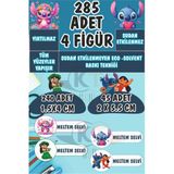 Lilo ve Stitch Okul Etiketi Kalem Defter Etiketi Özel Isimli Etiket 4 Figür - 285 Adet - Çok Renkli