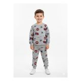 Lily and Co Süper Kahraman Desenli Bisiklet Yaka Uzun Kollu Pamuklu Erkek Çocuk Pijama Takımı Lily1019