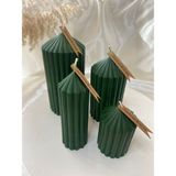 Lily Candles LILY-SPT-006 Dekoratif 4 Lü Yeşil Sütun Mum Seti