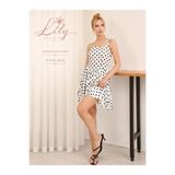 Lily Collection Beyaz Puantiyeli Halter Yaka Kloş Elbise