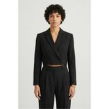 Lily Evans Kadın Regular Fit Kruvaze Kapama Crop Blazer Ceket - Şık & Spor