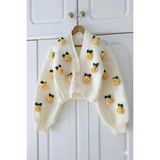 Lily Kinitting El Örgüsü Kadın Crop Hırka - Standart - Sarı
