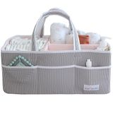 Lily Miles Bebek Bezi Caddy - Kız Bebek Temelleri için Düzenleyici Tote Çanta - Bebek Duş Sepeti - Kreş Olması Gerekenler - Kayıt Favorileri - Yenidoğan Caddie Araba Seyahat - Gri/Allık, Ekstra Büyük