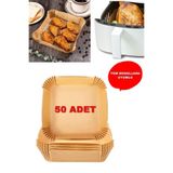 Lilya Home Airfryer Pişirme Kağıdı 50 Adet Hava Fritözü Kare Model Pişirme Kağıdı Airfryer Yağsız Firitöz
