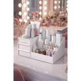 Lilya Home Elegance 25,5 cm Makyaj Kozmetik Parfüm Krem Serum Düzenleyici Çekmeceli Organizer Beyaz