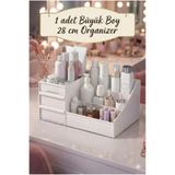 Lilya Home Rose Büyük Boy XL 28 cm Makyaj Kozmetik Parfüm Krem Serum Düzenleyici Çekmeceli Organizer Beyaz
