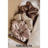 LİLYA Kadın 3lü Kristal Saten Saç Lastik Toka Seti