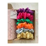 LİLYA TOKA Kadın 6lı Çapı 15 Cm Saten Saç Lastik Simit Scrunchie Toka Seti
