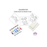 Lilyhobbyland (1821) Baskılı Resim Boyama Seti - 3 Adet 15x15 Cm Tuval, 12 Renk Akrilik Boya, 1 Adet Fırça