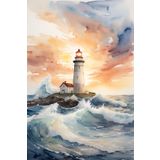 Lilyhobbyland (2586) Renkli Baskılı Sayılarla Boyama Hobi Seti (Çerçeveli-Büyük Boy) 80x100 cm: Deniz Feneri