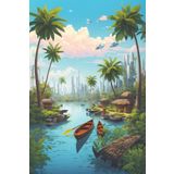 Lilyhobbyland (2804) Renkli Baskılı Sayılarla Boyama Hobi Seti (Çerçeveli) 40x50 cm: Ada ve Tatil 2