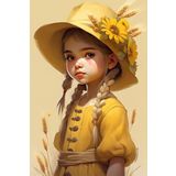 Lilyhobbyland (2855) Renkli Baskılı Sayılarla Boyama Hobi Seti (Çerçeveli) 60x75 cm: Şapkalı Kız 2