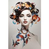 Lilyhobbyland (2962) Renkli Baskılı Sayılarla Boyama Hobi Seti (Çerçeveli) 60x75 cm: Çiçekli Kadın