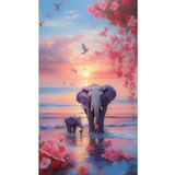 Lilyhobbyland (3310) Renkli Baskılı Sayılarla Boyama Hobi Seti (Çerçeveli) 50x65 cm: Fil ve Yavrusu